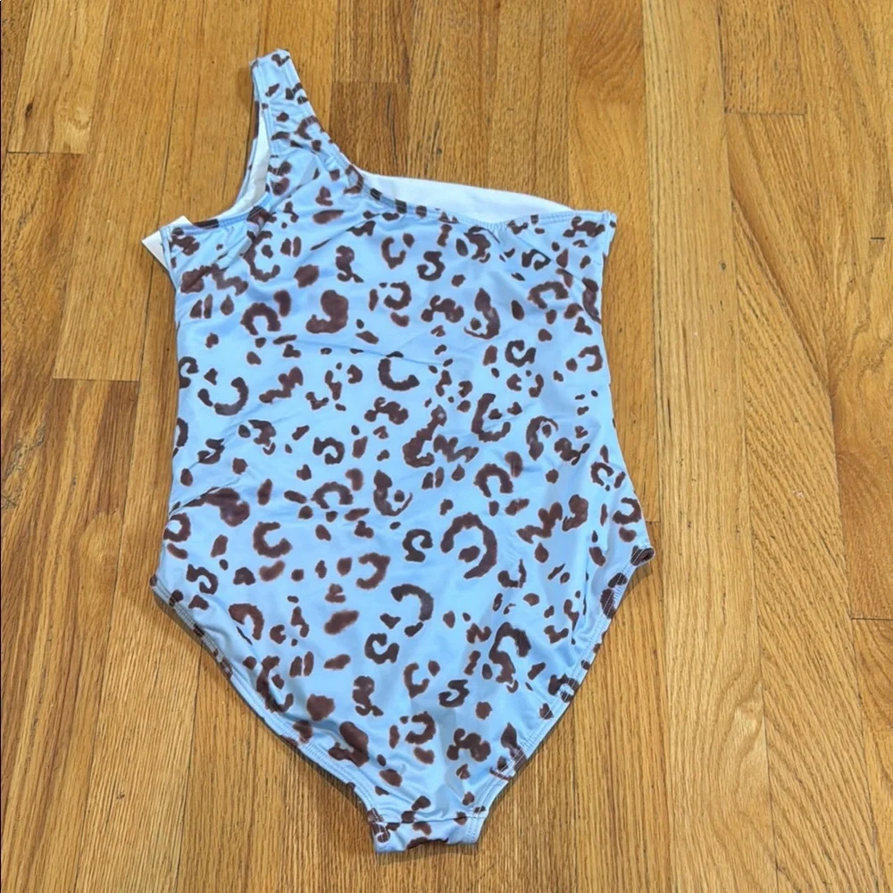 NWT Submarine Kids One-Shoulder Leopard Swimsuit Size 14